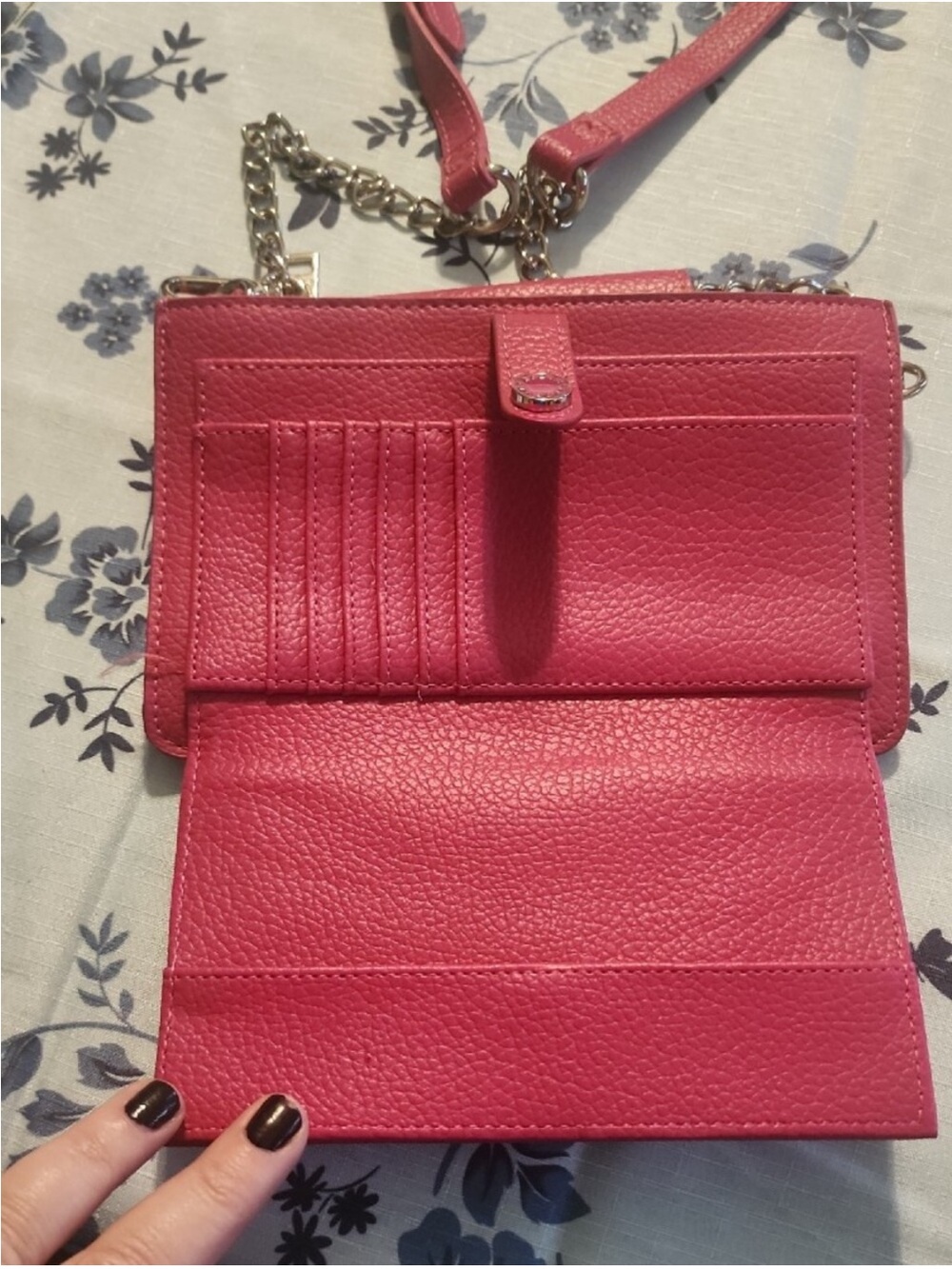 Steve Madden Hot Pink Crossbody Wallet with Gold Hardware